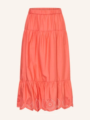Garcia Spódnica Z Ażurową Koronką rot