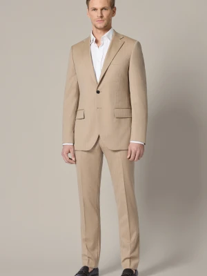 Garnitur Beżowy Wełniany z Elastycznym Pasem w Prążek Logrono Lancerto