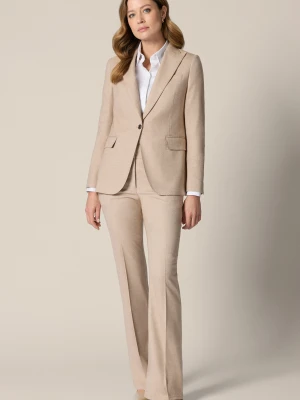 Garnitur Damski Beżowy z Dzwonami Lancerto