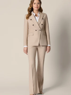 Garnitur Damski Beżowy z Dzwonami Lancerto