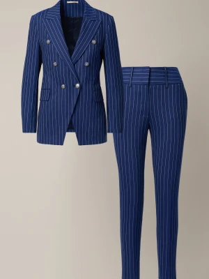 Garnitur Damski Granatowy z Wełną w Prążek z Cygaretkami Lancerto