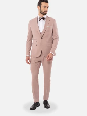 GARNITUR FLORES 318Z RÓŻOWY SLIM FIT JEDNORZĘDOWY Recman