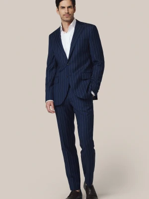 Garnitur Granatowy Wełniany z Elastycznym Pasem w Prążek Philippines Lancerto