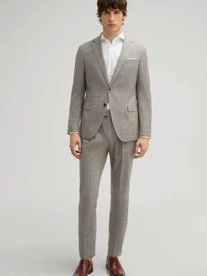 Garnitur Howlin-Bennett z mieszanki wełny w kolorze jasnobrązowym w kratę Joop