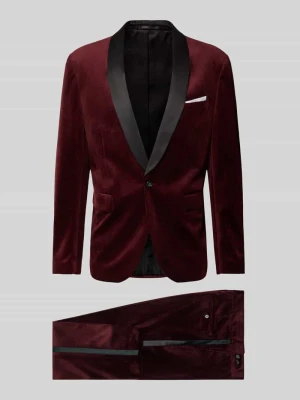 Garnitur o kroju slim fit z aksamitu lindbergh Bordowy