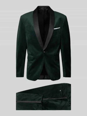 Garnitur o kroju slim fit z aksamitu lindbergh Ciemnozielony