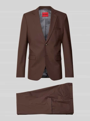 Garnitur o kroju super slim fit z mieszanki wełny model 'Hesten' Hugo Ciemnobrązowy