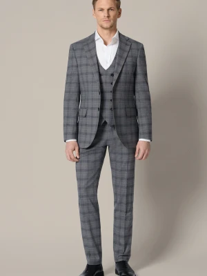 Garnitur Szary z Elastycznym Pasem w Kratę Almagro Lancerto