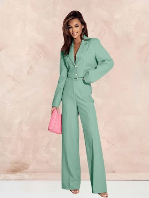 Garnitur z szerokimi spodniami YUKARI - szałwiowy  magmac 