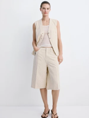 Garniturowa kamizelka w prążki waniliowy - Kobieta - - MANGO