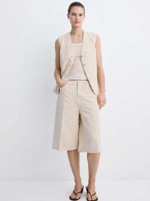 Garniturowa kamizelka w prążki waniliowy - Kobieta - - MANGO