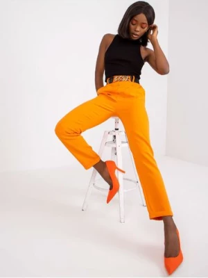 Garniturowe spodnie dla kobiet - pomarańczowe Italy Moda