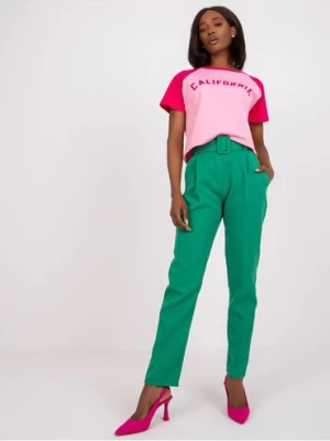 Garniturowe spodnie dla kobiet - zielone Italy Moda