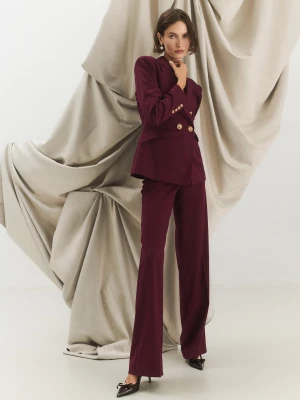 Garniturowe spodnie w burgundowym kolorze TARANKO