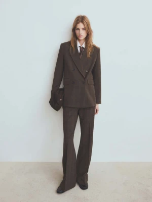 Garniturowe spodnie w kratę brązowy - Kobieta - - MANGO