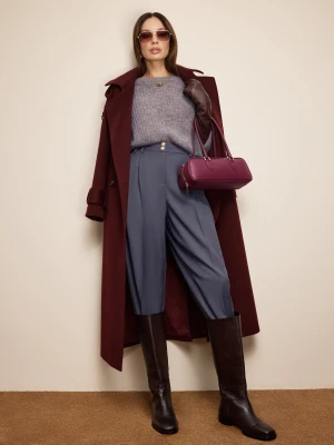 Garniturowe szare spodnie z wysokim stanem TARANKO