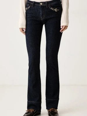 Gaudi jeansy bootcut damskie granatowy