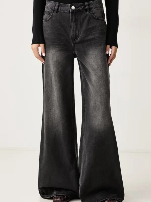 Gaudi jeansy wide leg damskie szary