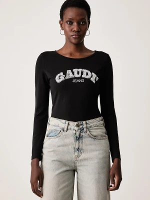 Gaudi longsleeve damski bawełniany z elastanem czarny