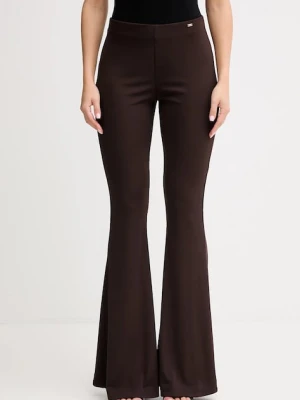 Gaudi spodnie damskie kolor brązowy dzwony high waist 521FD24005