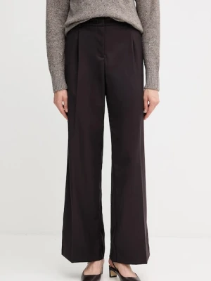 Gaudi spodnie damskie kolor brązowy proste high waist 521FD25020