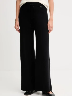 Gaudi spodnie damskie kolor czarny szerokie high waist 521FD23002