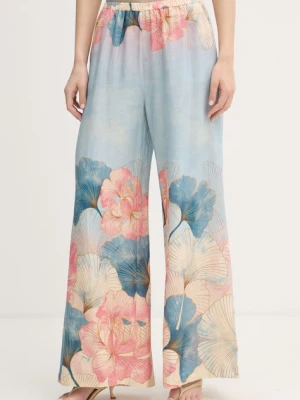 Gaudi spodnie straight damskie z lnem