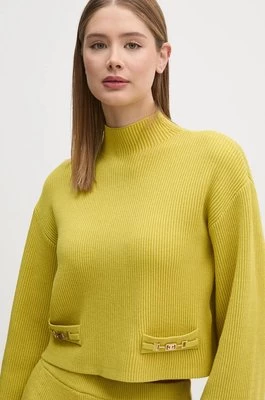 Gaudi sweter damski kolor żółty z półgolfem 421FD53024