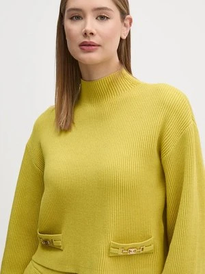 Gaudi sweter damski kolor żółty z półgolfem 421FD53024