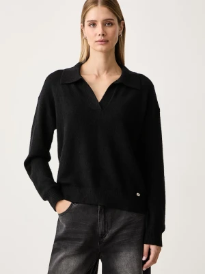 Gaudi sweter damski z dodatkiem wełny czarny