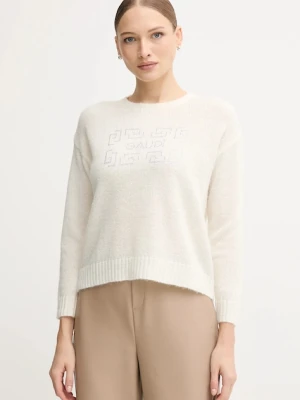 Gaudi sweter z dodatkiem wełny damski kolor beżowy 521BD53009