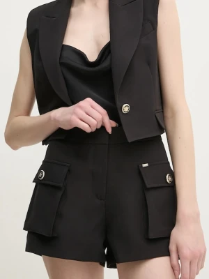 Gaudi szorty damskie kolor czarny gładkie high waist 511FD25023