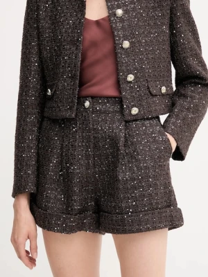 Gaudi szorty z wełną damskie kolor brązowy gładkie high waist 521FD25003