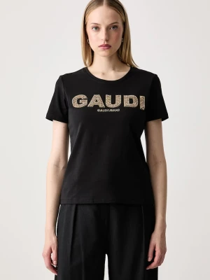 Gaudi T-shirt damski bawełniany z elastanem czarny