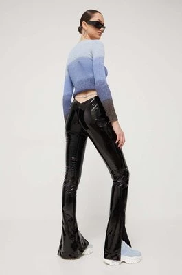 GCDS spodnie damskie kolor czarny dzwony high waist