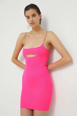 GCDS sukienka kolor różowy mini dopasowana