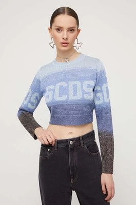 GCDS sweter damski kolor niebieski lekki