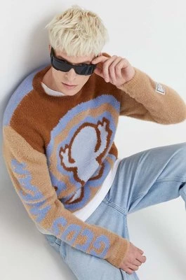 GCDS sweter z domieszką wełny męski kolor niebieski ciepły