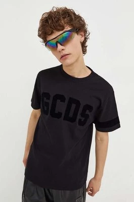 GCDS t-shirt bawełniany kolor czarny z aplikacją