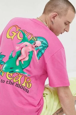GCDS t-shirt bawełniany kolor różowy wzorzysty