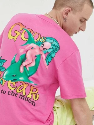 GCDS t-shirt bawełniany kolor różowy wzorzysty