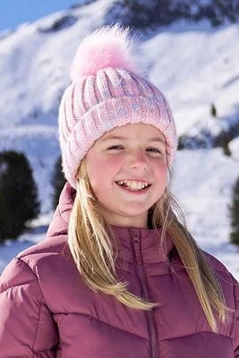 Geneva — dziecięca czapka z pomponem ocieplana polarem - Pink Mountain Warehouse