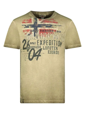 Geographical Norway Koszulka "Jelegant" w kolorze khaki rozmiar: M
