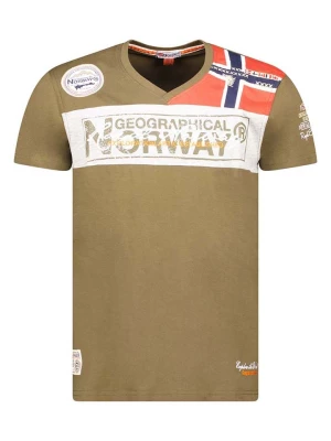 Geographical Norway Koszulka "Jidney" w kolorze khaki ze wzorem rozmiar: 140