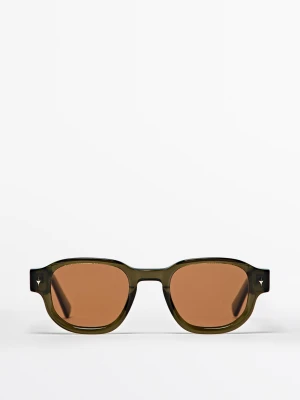 Geometryczne Okulary - Khaki - Massimo Dutti - Male