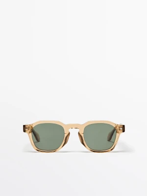 Geometryczne Okulary Przeciwsłoneczne - Musztardowy - Massimo Dutti - Male