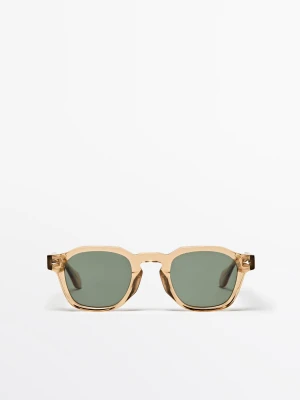 Geometryczne Okulary Przeciwsłoneczne - Musztardowy - - Massimo Dutti - Mężczyzna