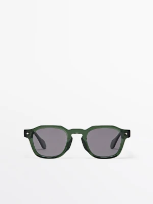 Geometryczne Okulary Przeciwsłoneczne - Zielony - Massimo Dutti - Male