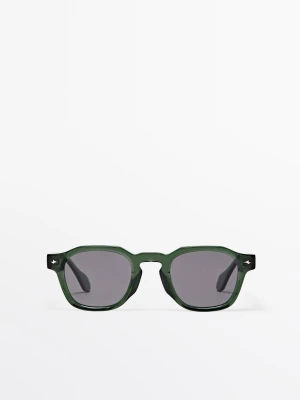 Geometryczne Okulary Przeciwsłoneczne - Zielony - - Massimo Dutti - Mężczyzna