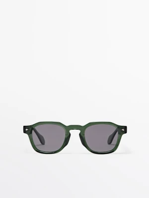 Geometryczne Okulary Przeciwsłoneczne - Zielony - - Massimo Dutti - Mężczyzna
